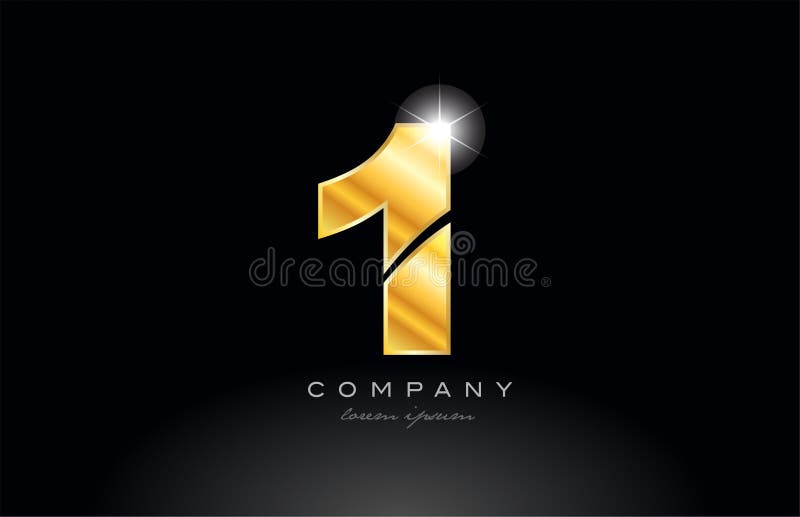 number 1 one gold golden metal logo icon design