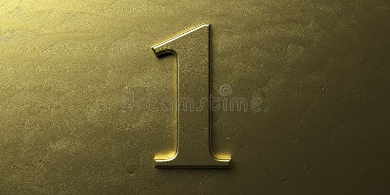 Number one. Shiny gold color digit 1 on golden wealthy background. 3d illustration