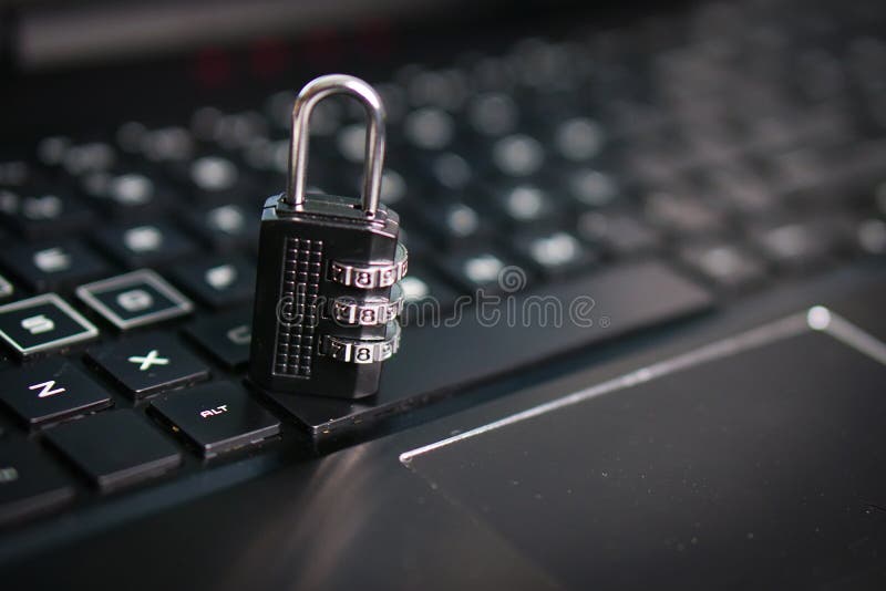 Number Padlock on Black Keyboard Stock Image Image of access, hacker