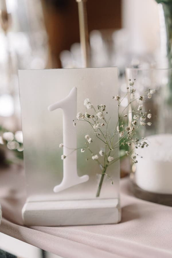 Number Plate and Floral Decor on a Served Table Stock Image Image of
