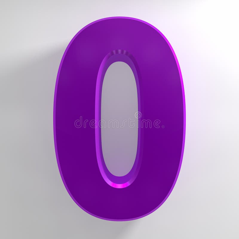 Number 0 Purple Color Collection on White Background Illustration 3D