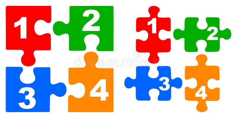 Simple illustration of number puzzles on white background