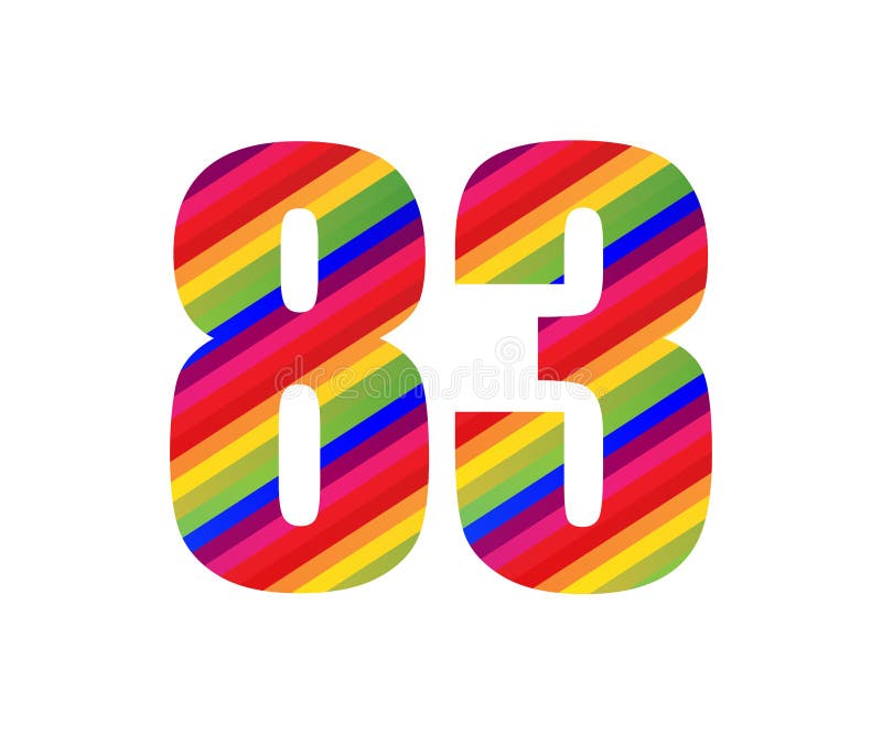 83 Number Rainbow Style Numeral Digit. Colorful Eighty Three Number Vector Illustration Design Isolated on White Background. 83 Number Rainbow Style Numeral Digit. Colorful Eighty Three Number Vector Illustration Design Isolated on White Background