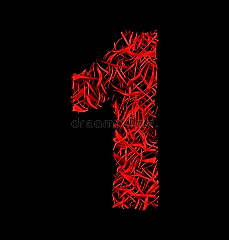 Number 1 red artistic fiber mesh style isolated on black