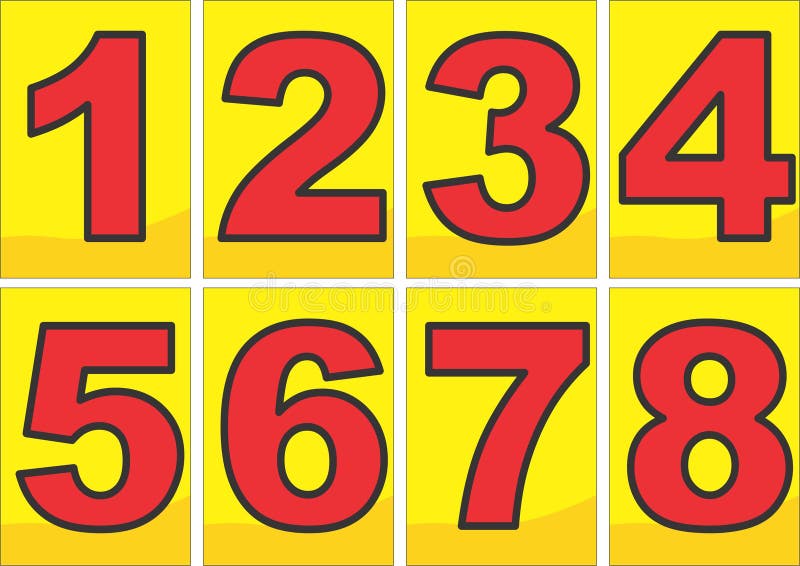 Number in Red Colour Black Outline Stock Illustration - Illustration of
