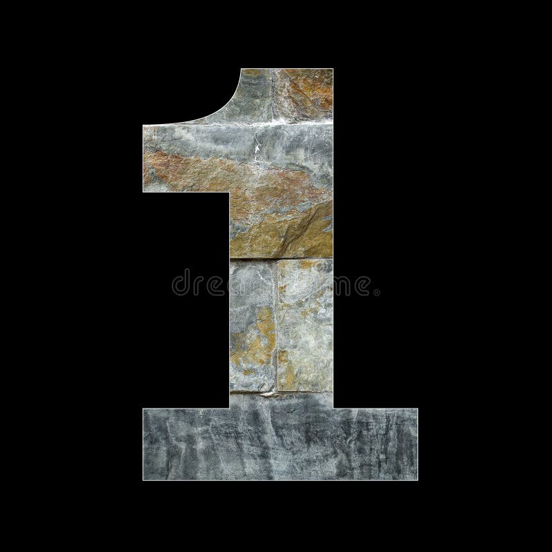 Number 1 - One digit on rustic stone background