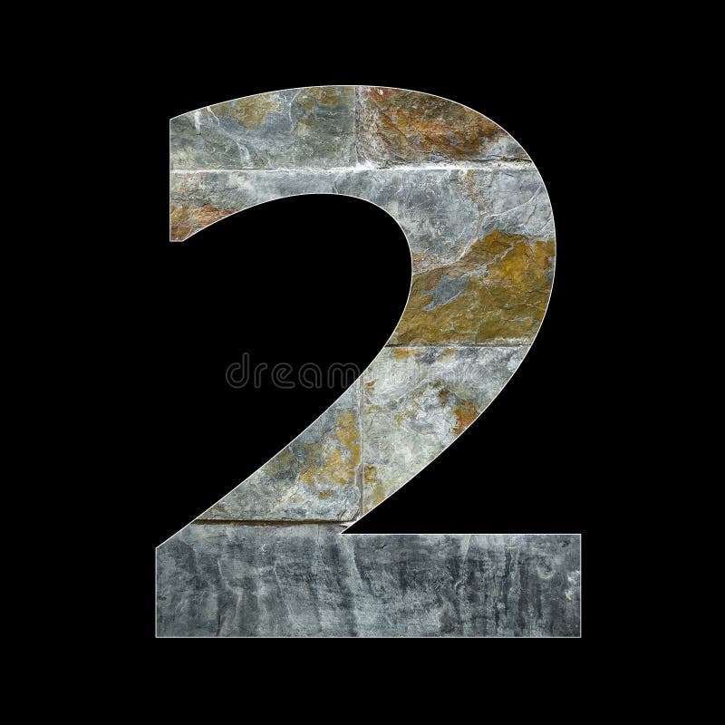 Number 2 on rustic stone background. Number 2 - Two digit on rustic stone background