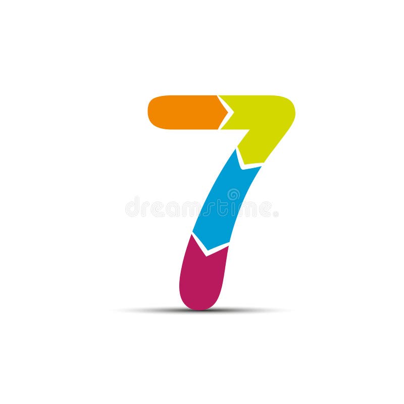 Number Seven is Made Up of Four Colored Arrows. Stock Illustration ...