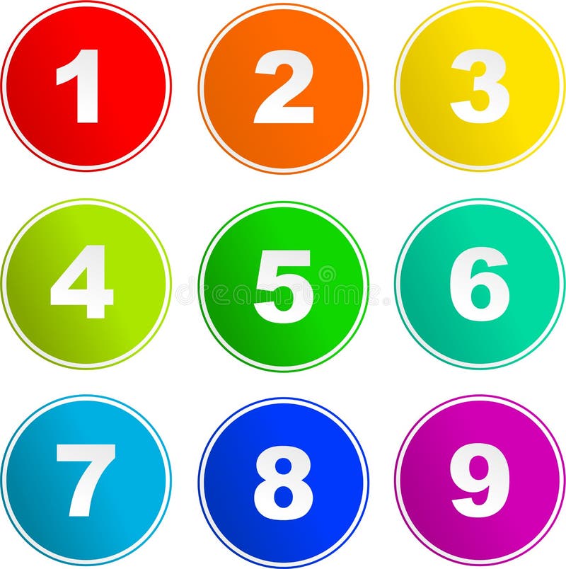 Funny Children Font With White Numbers In Color Circle Colorful