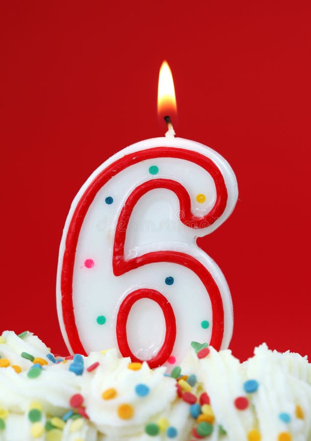 Number six birthday candle stock image. Image of icing 13873025