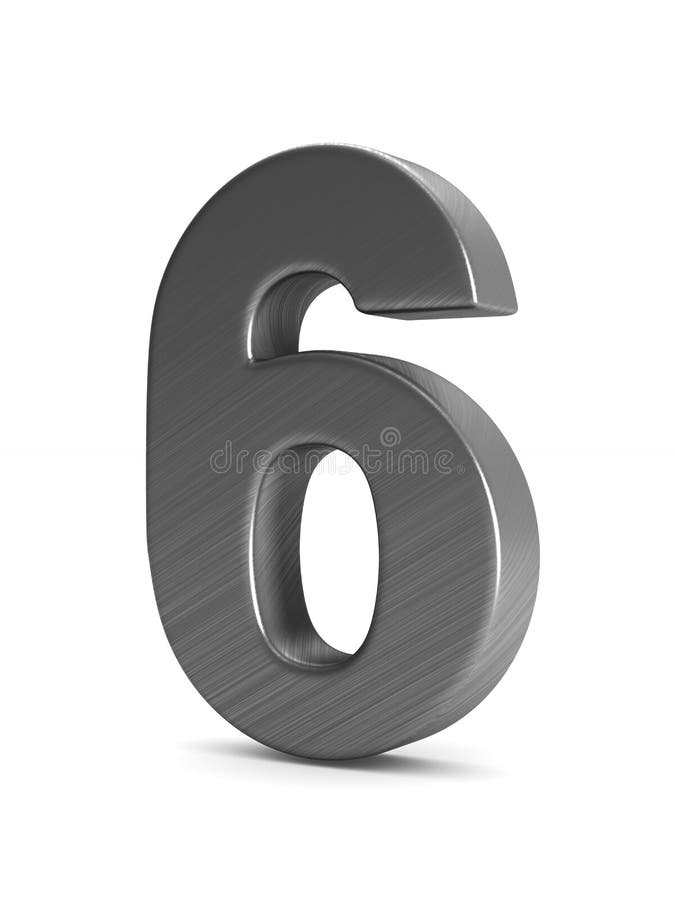 Number Six on White Background. Isolated 3D Illustration Stock ...
