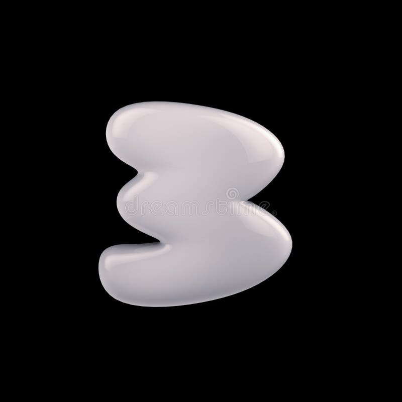 Number Three of Milk, White Colors on a Black Background, 3d Render Stock  Illustration - Illustration of render, bubble: 117673676
