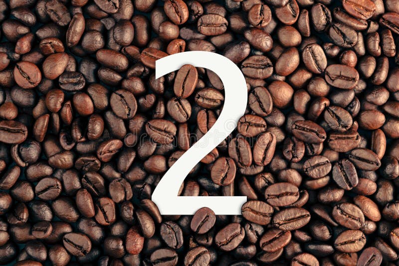 Number Two on Coffee Bean Background Concept Stock Image Image of