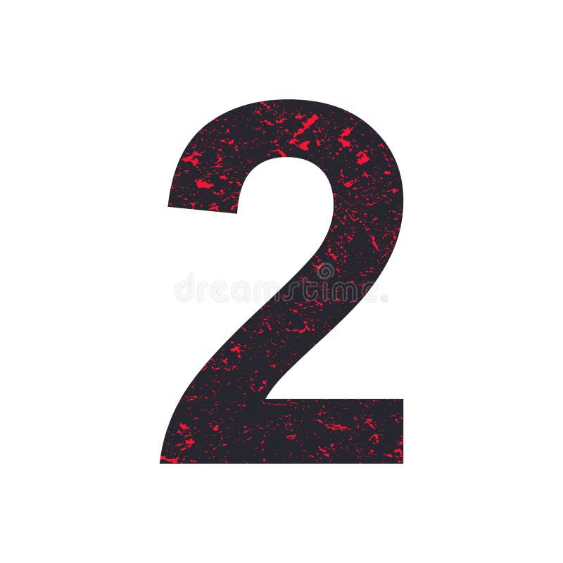 Number Two. 2 Stylized Grunge Texture. Stock Vector - Illustration of