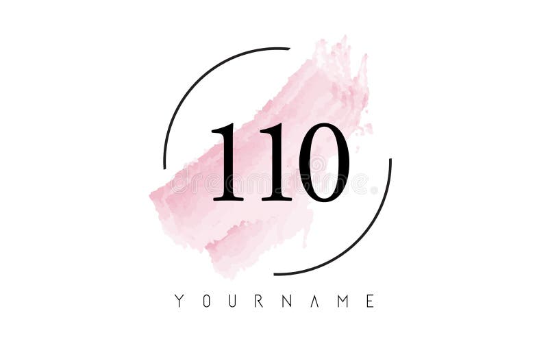 Number 110 Watercolor Stroke Logo Design with Circular Brush Pattern