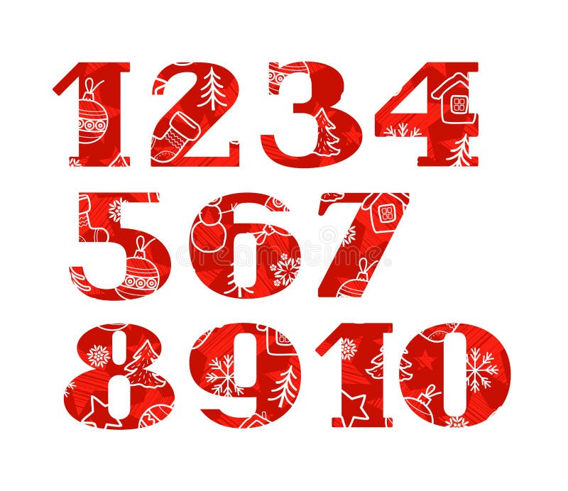 Download Numbers, Christmas Font, Winter, Red, Vector. Stock Vector ...
