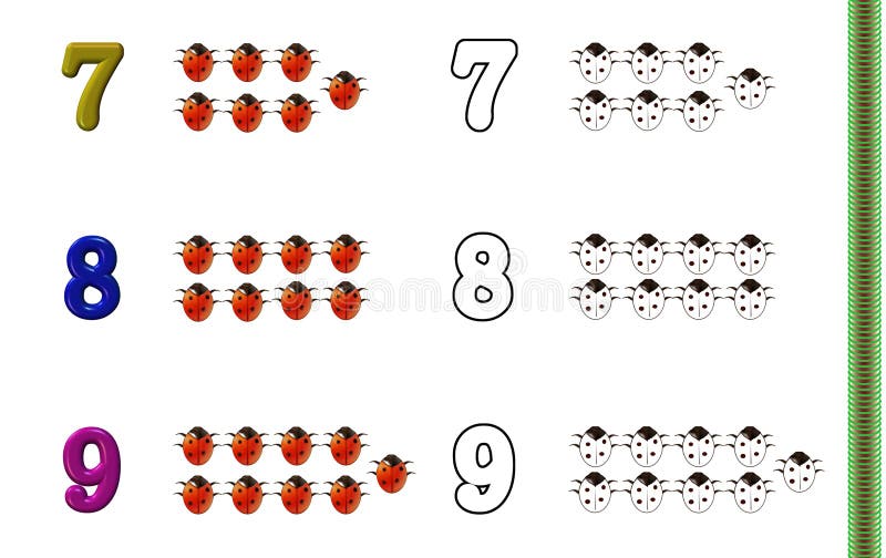 Numbers coloring page stock illustration