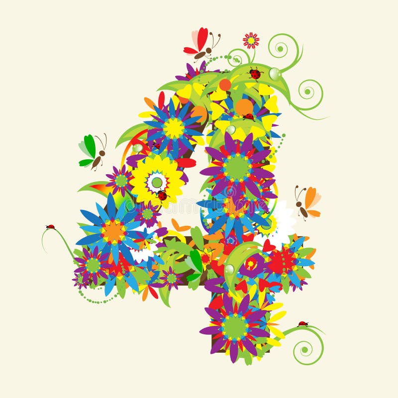 Numbers, floral design. royalty free illustration