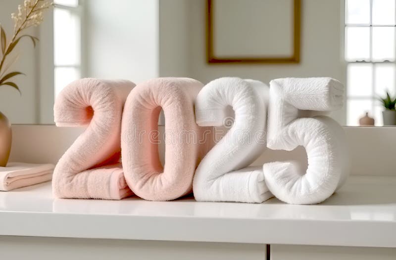 2025 numbers folded from towels royalty free illustration