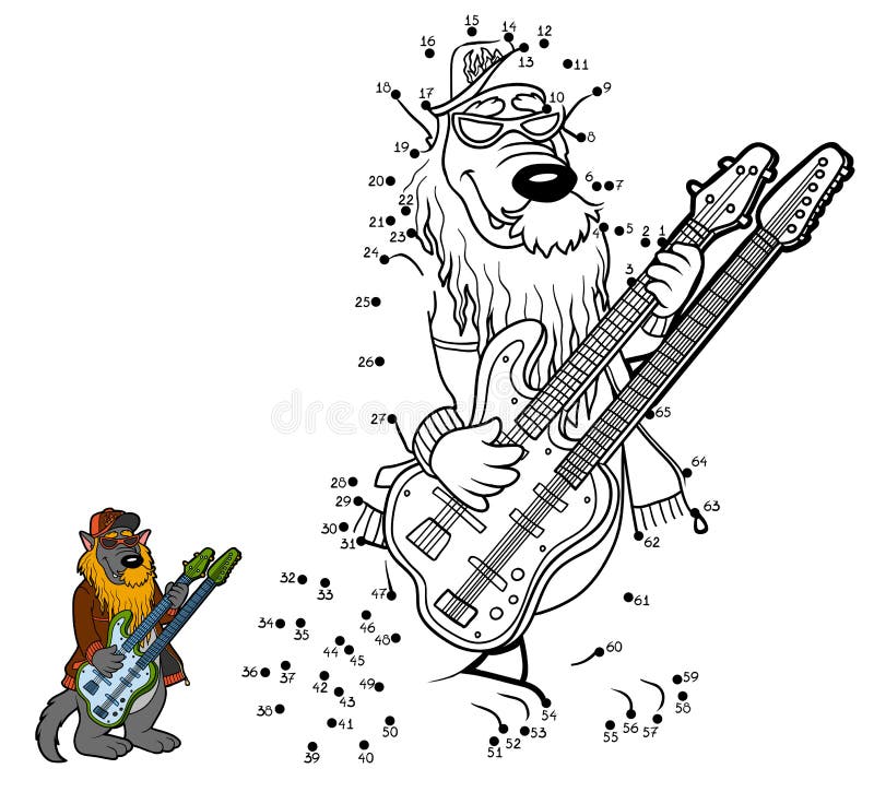 Numbers game for children: wolf and two-neck guitar