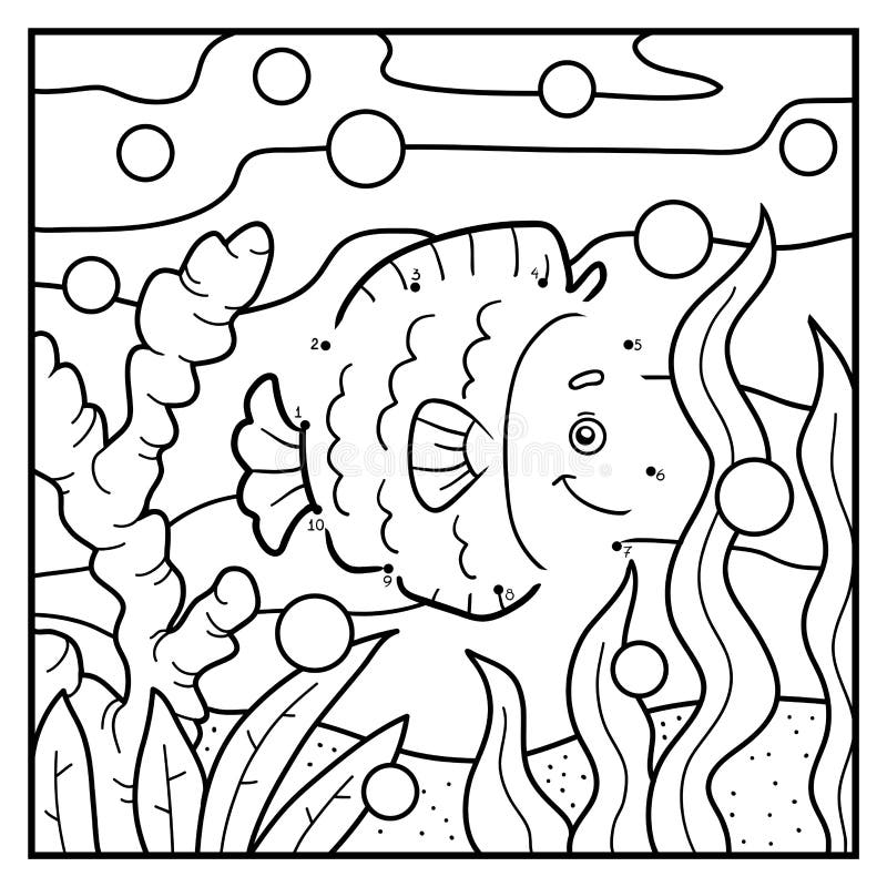 Numbers game, dot to dot (fish and background)