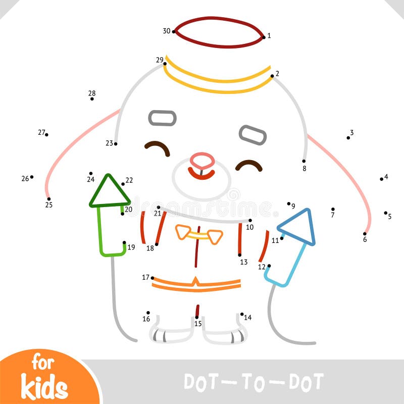 Numbers game, education dot to dot game, Chinese new year character rabbit and fireworks royalty free illustration
