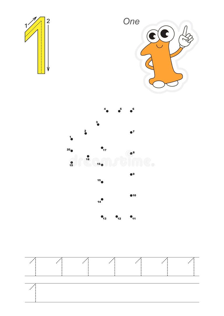 One Handwriting Worksheet Stock Illustrations 615 One Handwriting