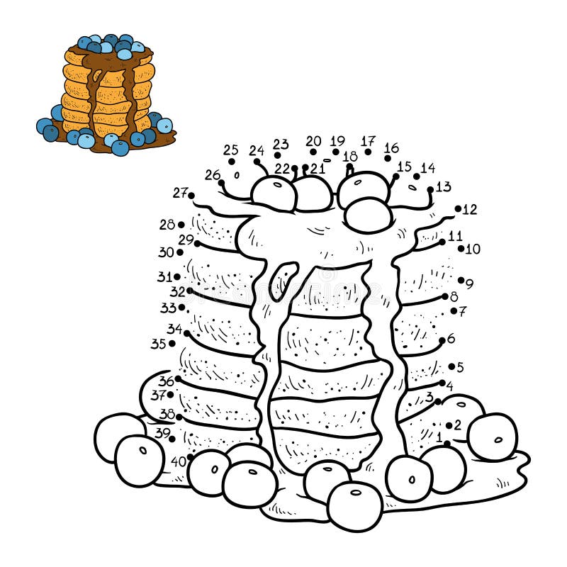 Numbers Game, Vector Pancakes with Blueberry Stock Vector