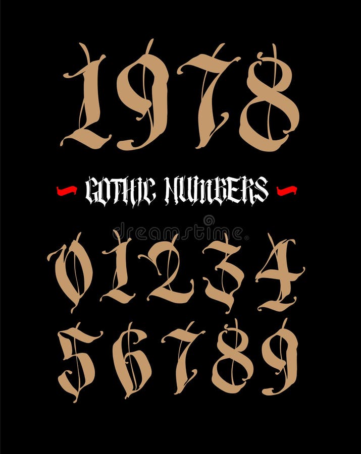 The Numbers Are In The Gothic Style Vector Symbols Isolated On