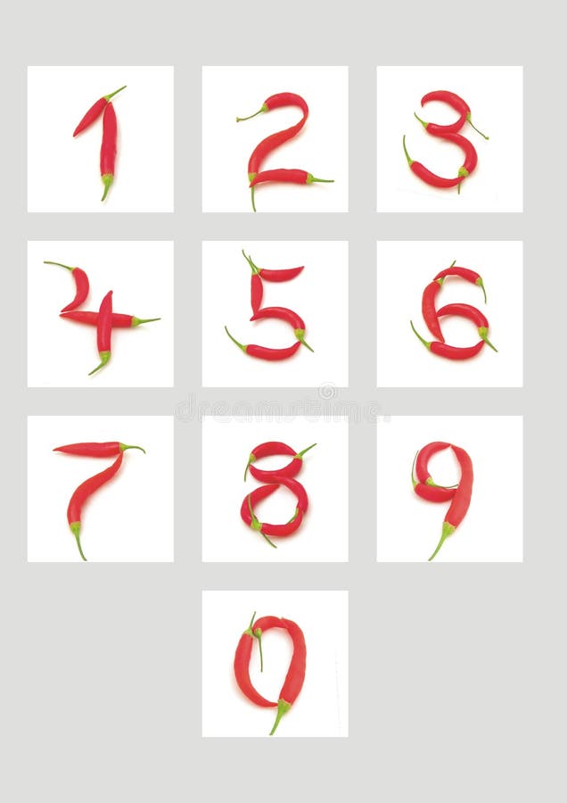 Numbers made from chili stock illustration. Illustration of ripe 33887688