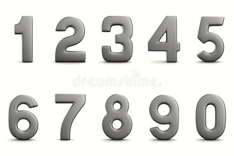 3D numbers 1234567890 on white background ilustração do Stock