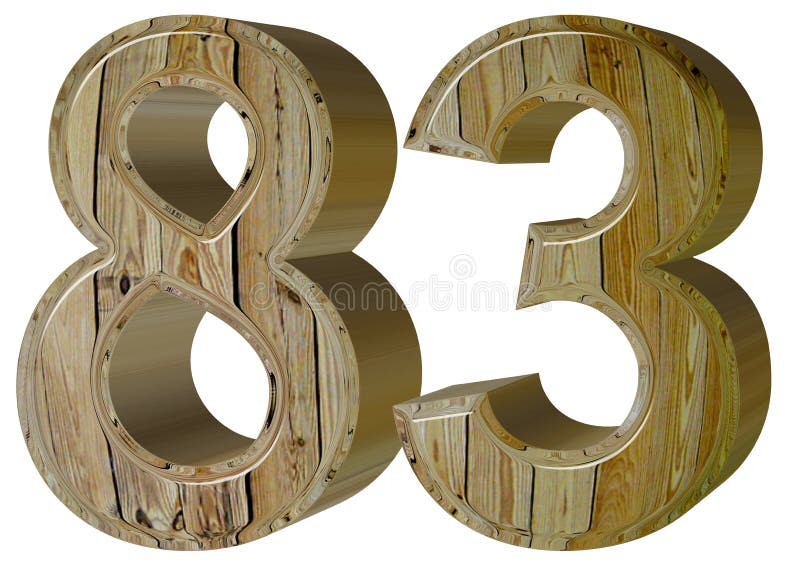 Numeral 83, eighty three, isolated on white background, 3d render