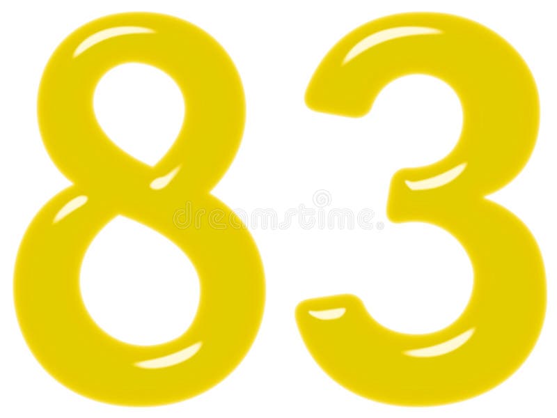Numeral 83, eighty three, isolated on white background, 3d render.