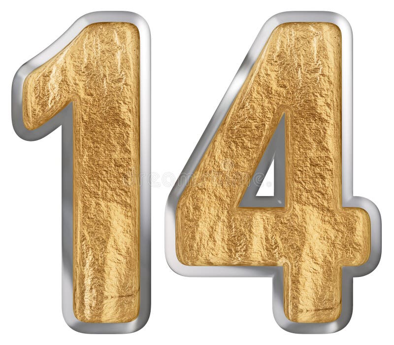 Numeral 14, Fourteen, Isolated on White Background, 3d Render Stock ...