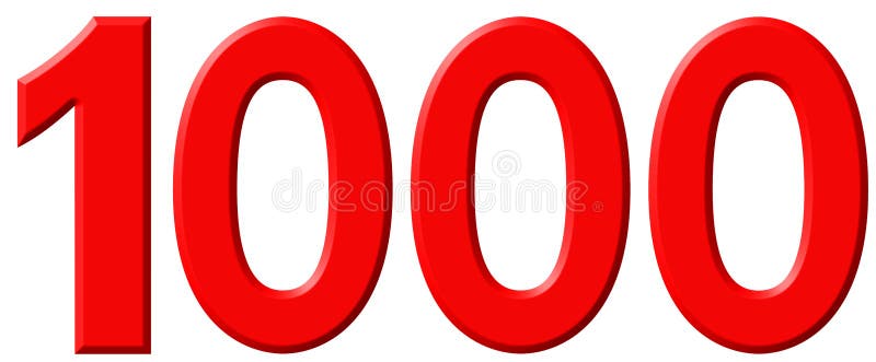 O Numeral 1000 Mil Isolado No Fundo Branco 3d Rende Ilustração Stock