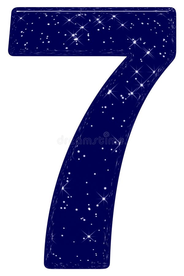 Numeral 7, seven, star sky texture imitation, isolated on white background, 3d render