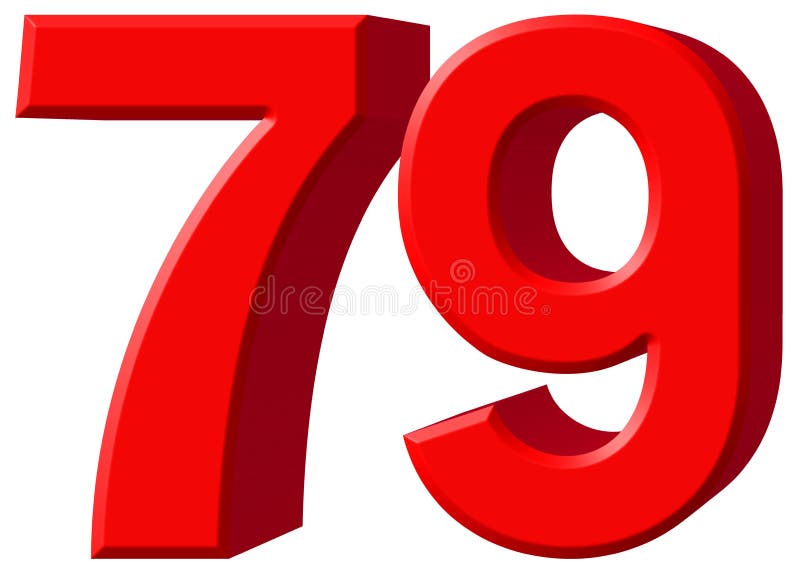 Numeral 79, Seventy Nine, Isolated on White Background, 3d Render