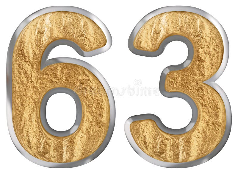 Numeral 63, Sixty Three, Isolated on White Background, 3d Render