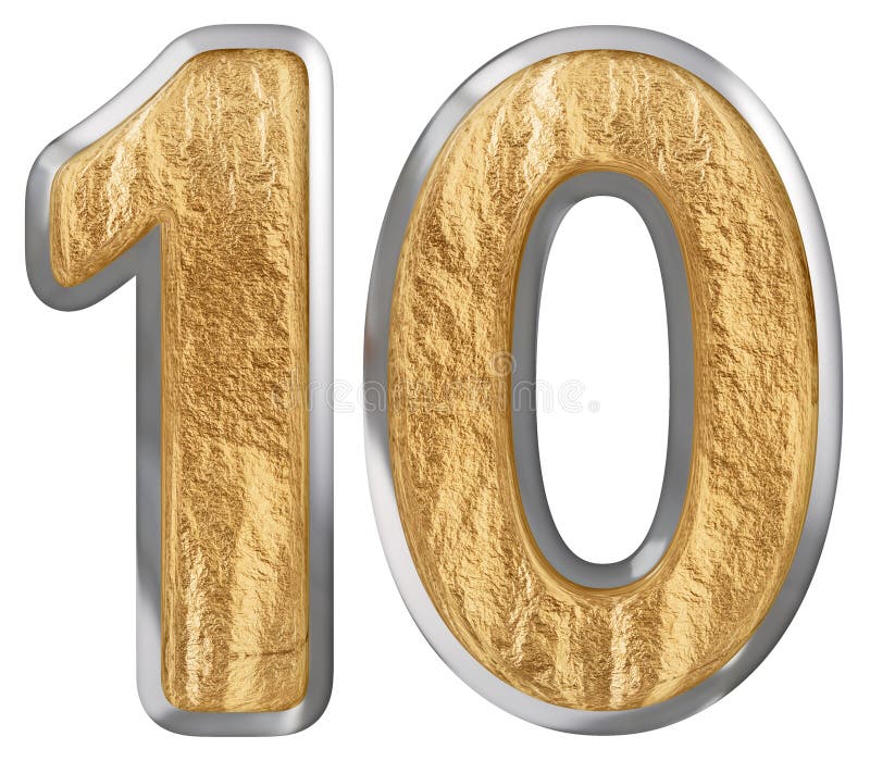 Numeral 10, Ten, Isolated on White Background, 3d Render Stock