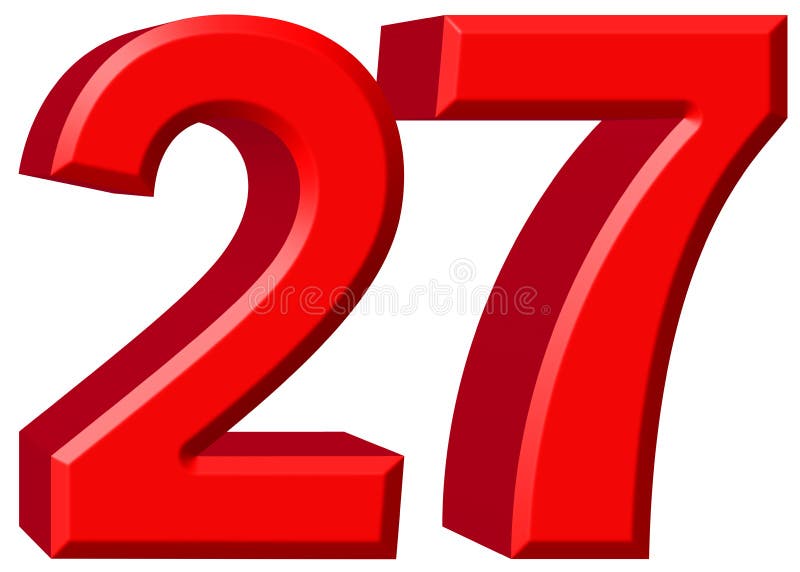 Numeral 27, Twenty Seven, Isolated on White Background, 3d Render