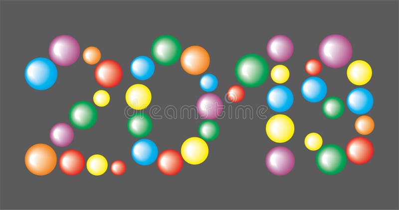 Numere 2019 das bolas coloridas no fundo preto ilustração stock Numere 2019 das bolas coloridas no fundo preto ilustração stock