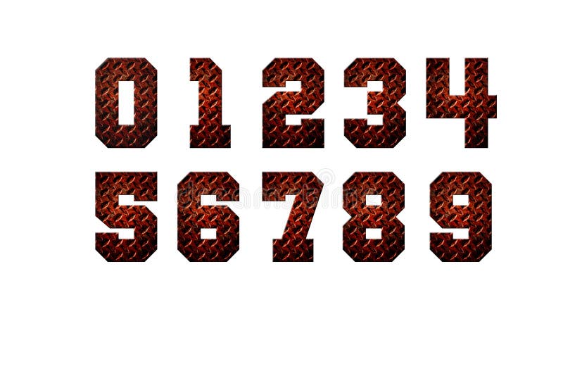 Números de 0 a 9 em placa de diamante isolados sobre fundo branco ilustração do vetor