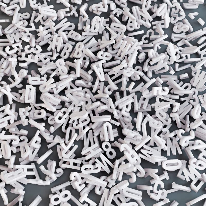 Numeri in caduta e lettere isolate in grigio royalty illustrazione gratis