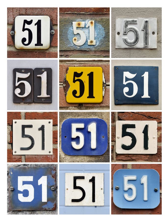 Collage of House Numbers Fifty-one. Collage of House Numbers Fifty-one