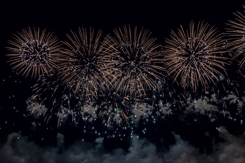 Numerous bright Fireworks on Black background. royalty free stock images Numerous bright Fireworks on Black background. royalty free stock images