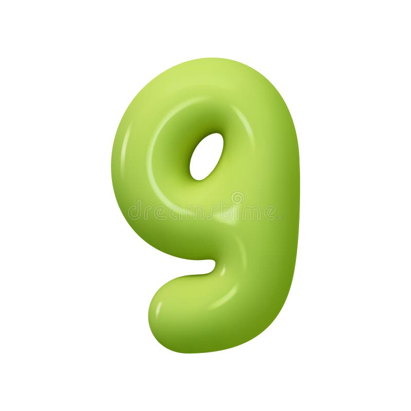 Nummer 9. nio tecken grön färg. realistisk 3d-design i kartoonballongformat. isolerad på vit bakgrund vektor illustrationer