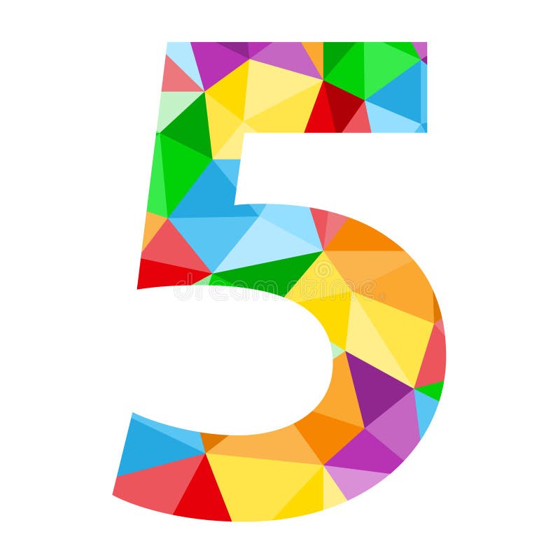 Nummer 5 pictogram met kleurrijk veelhoekpatroon