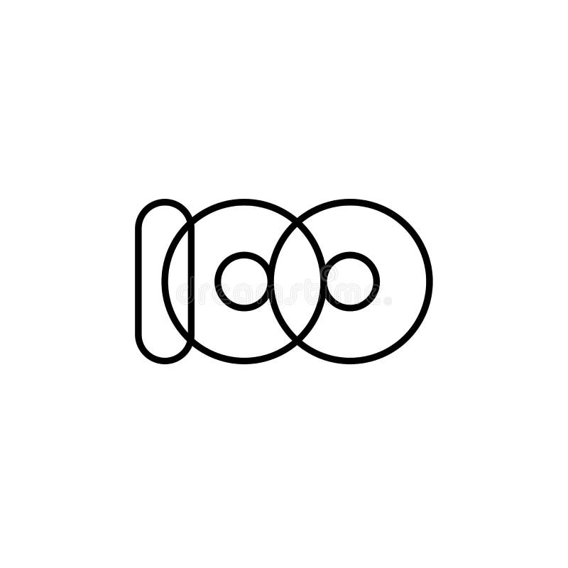 Nummer 100, svartvita överlappande tunna linjer vektor illustrationer Nummer 100, svartvita överlappande tunna linjer vektor illustrationer