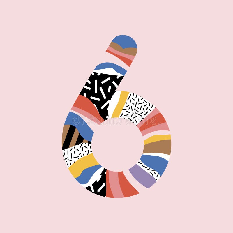 Nummer 6 vectorlettertypealfabet, modern dynamisch vlak ontwerp royalty-vrije illustratie Nummer 6 vectorlettertypealfabet, modern dynamisch vlak ontwerp royalty-vrije illustratie