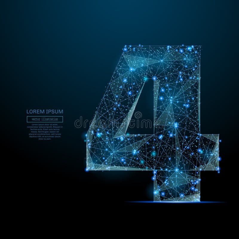 Nummer vier laag polyblauw vector illustratie Nummer vier laag polyblauw vector illustratie